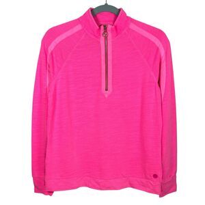 Lilly Pulitzer Ashlee Pullover Women XS Cherry Blossom Pink Terry 1/2 Zip Preppy